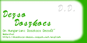 dezso doszkocs business card